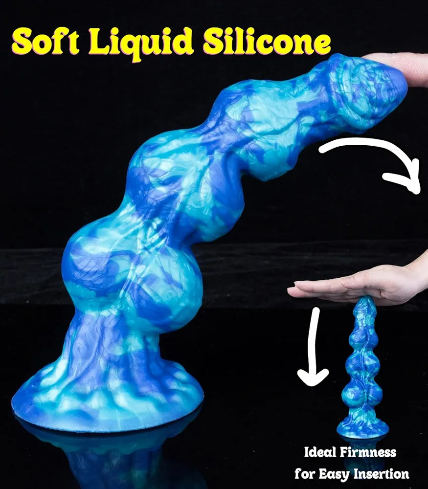 8-Inch Small Fantasy Knot Dildo with Suction Cup - Silicone Anal Beads and Prostate Trainer