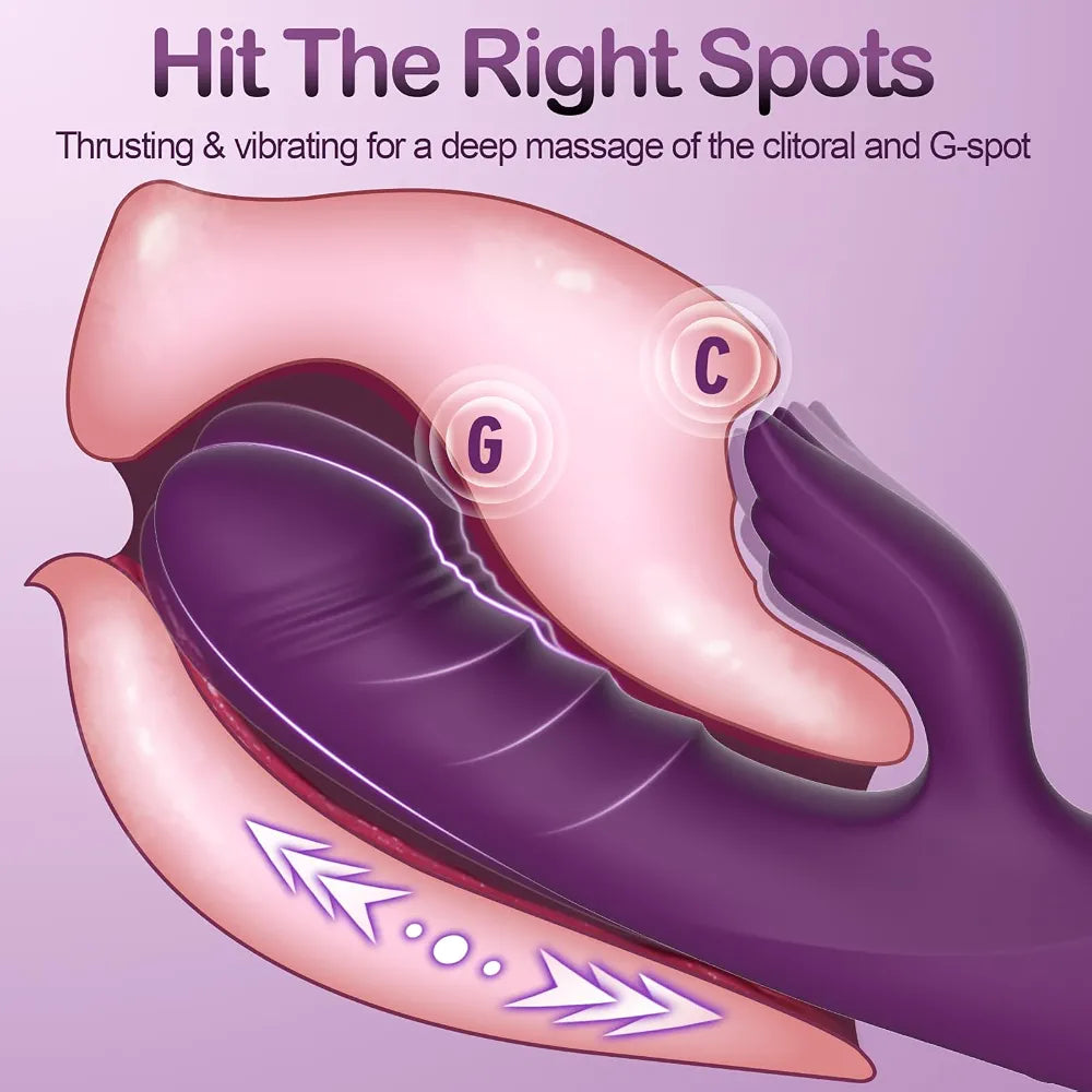 Dual-Action Rabbit G-Spot Vibrator with 3 Thrusting Modes and 10 Vibration Patterns