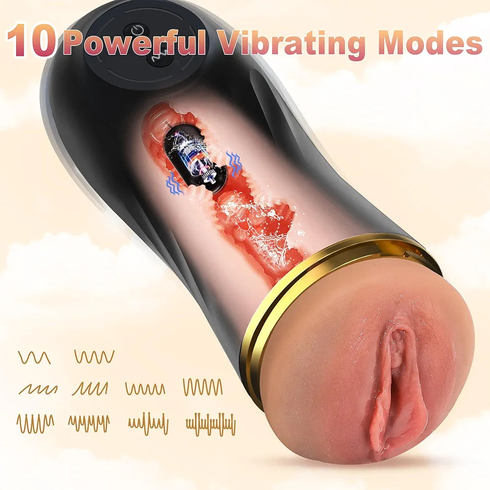 Realistic Textured Vibrating Male Masturbator with 10 Vibration Modes for Penis Training and Pleasure