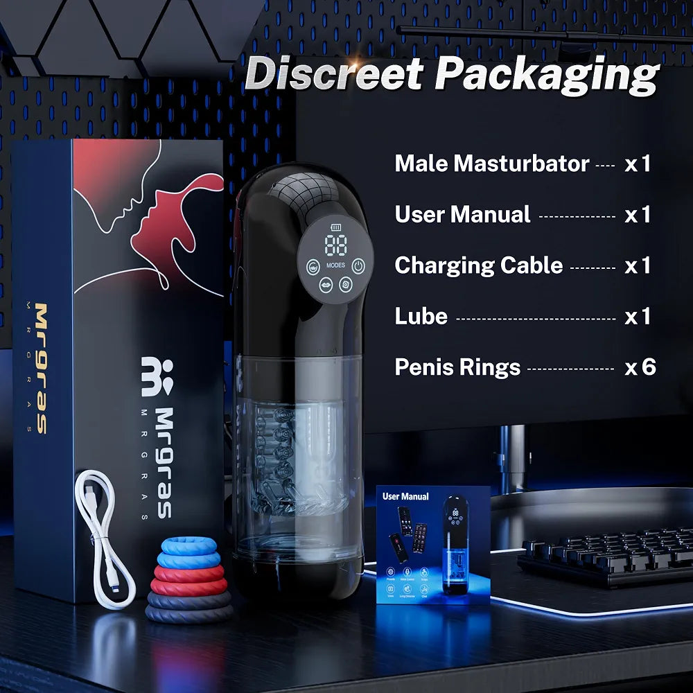 AI-Sync 9S Male Masturbator: Interactive Thrusting, Rotating, Vibrating, Sucking & Licking Sex Toy with App Control