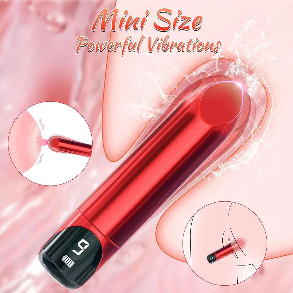 Premium Lipstick Bullet Vibrator - 9 Vibration Modes, LED Display, Waterproof G-Spot & Clitoral Stimulator