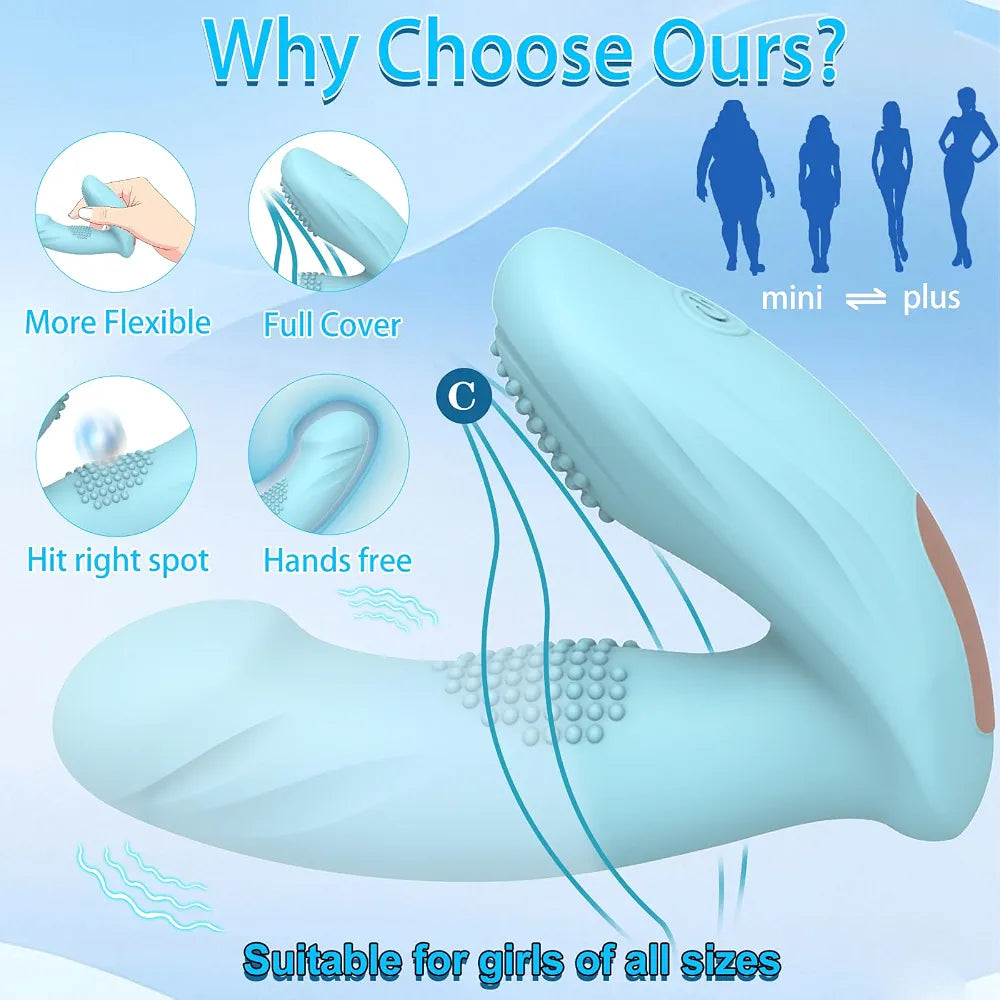 Tokhub Wearable Butterfly Vibrator for Women - 12 Modes, Remote Control, G-Spot & Clitoral Stimulation - Blue