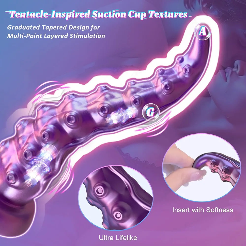 MHYNNR App-Controlled Vibrating Octopus Tentacle Dildo with Suction Cup