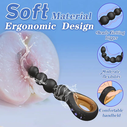Auknut Rechargeable Silicone Anal Beads with 10 Vibration Modes and Pull Ring