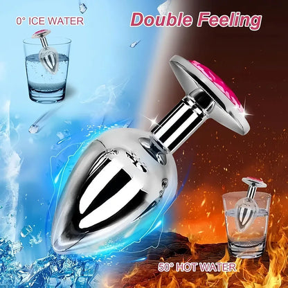 3-Piece Stainless Steel Anal Training Plug Set with Decorative Crystal Accents