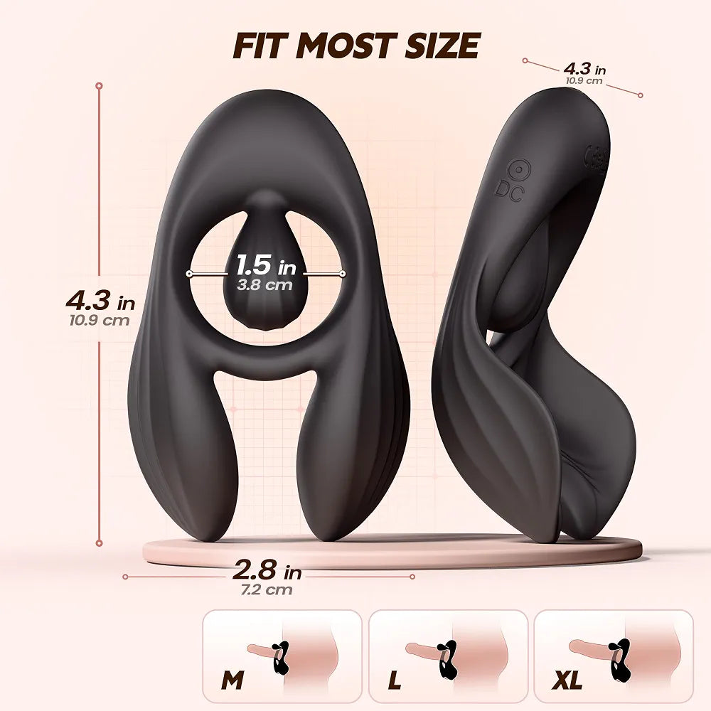 Triple-Motor Remote Controlled Vibrating Penis Ring with 10 Vibration Modes for Couples