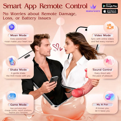5-in-1 AI Sync Realistic Thrusting Vibrating Dildo with App Control and Tongue Licking Modes