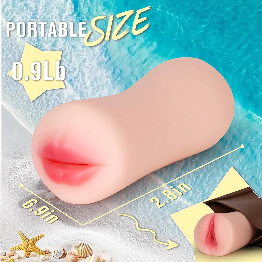 Realistic Silicone Male Masturbator Stroker - Soft Textured Pocket Sex Toy for Men
