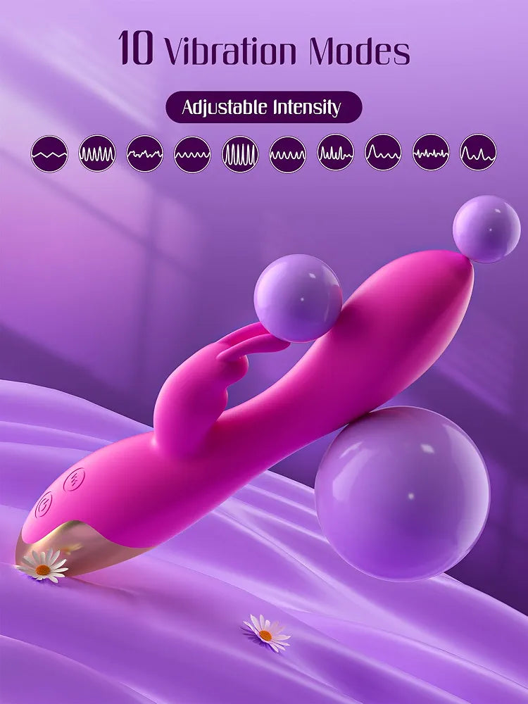 FIDECH Dual-Motor Rabbit Vibrator with 10 Vibration Modes for G-Spot and Clitoral Stimulation