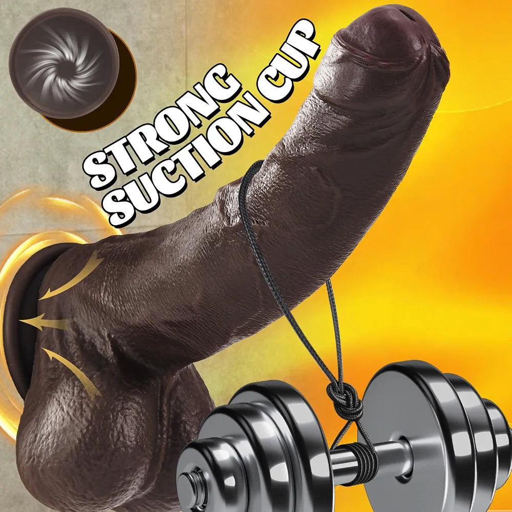 10-Inch Realistic Uncut Silicone Dildo with Movable Foreskin and Strong Suction Cup