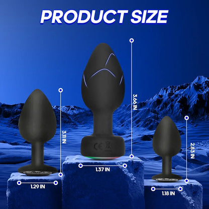 10-Mode Remote Controlled LED Vibrating Anal Plug Set with 3 Interchangeable Attachments