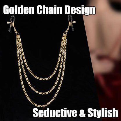 Adjustable Stainless Steel Nipple Clamps with Connecting Chain for Sensual Stimulation