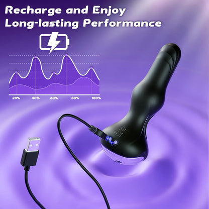 Premium Silicone Prostate Massager with 10 Vibration and Rotation Modes - Waterproof Anal Stimulator for All Experience Levels