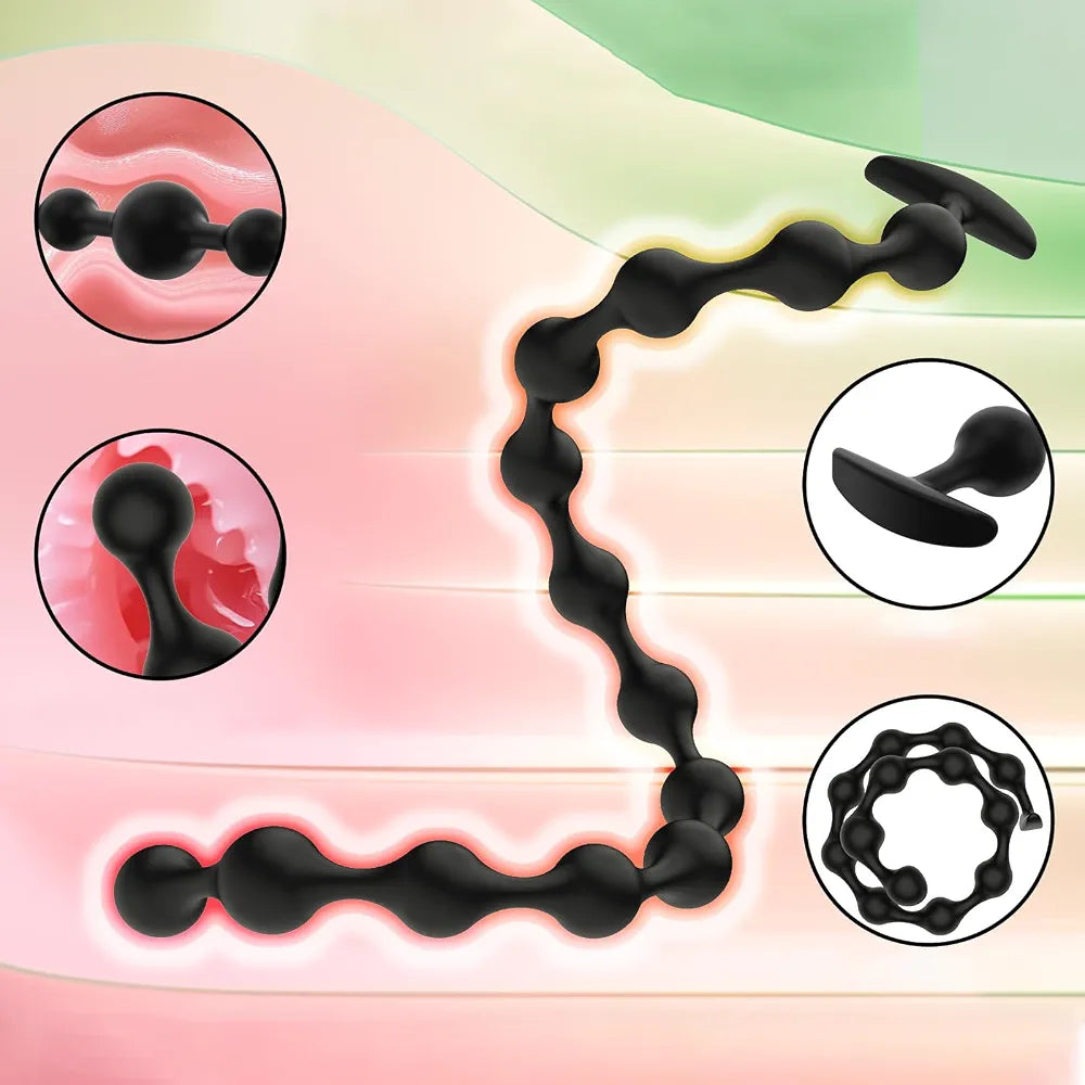 Extra Long 22-Inch Flexible Silicone Anal Bead Trainer for Prostate and Intimate Massage