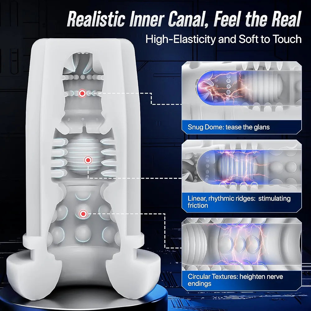 Uoffile AI-Powered Interactive Male Masturbator with 8 Vibration, Suction, and Thrusting Modes, LCD Display, and Suction Base