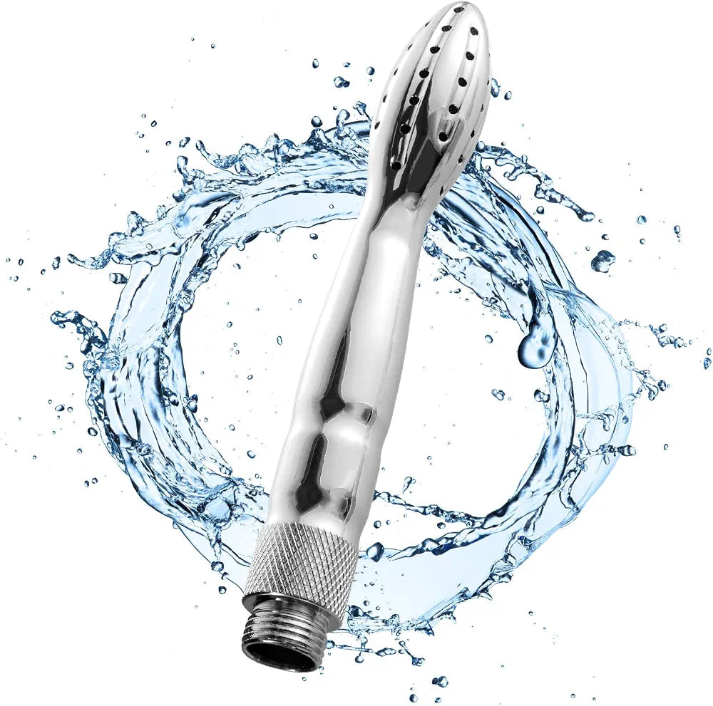 Premium Aluminum Handheld Shower Douche System - Anal and Vaginal Cleaning Kit with Velvet Carry Bag