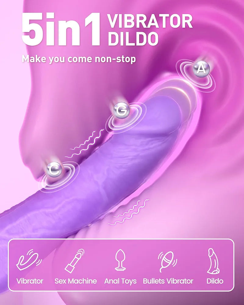 9-Inch Thrusting G-Spot Vibrating Dildo with 10 Vibration Patterns and 3 Thrusting Modes, Waterproof Silicone Adult Toy for Couples