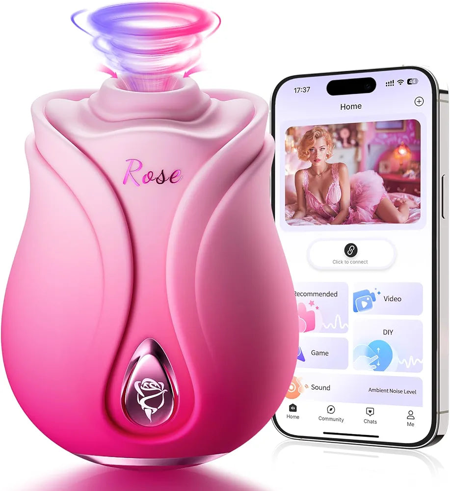 Rose-Shaped App-Controlled Clitoral Suction and Vibration Stimulator for Women