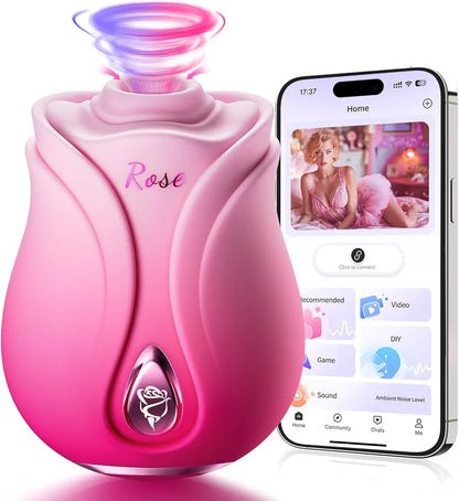 Rose-Shaped App-Controlled Clitoral Suction and Vibration Stimulator for Women