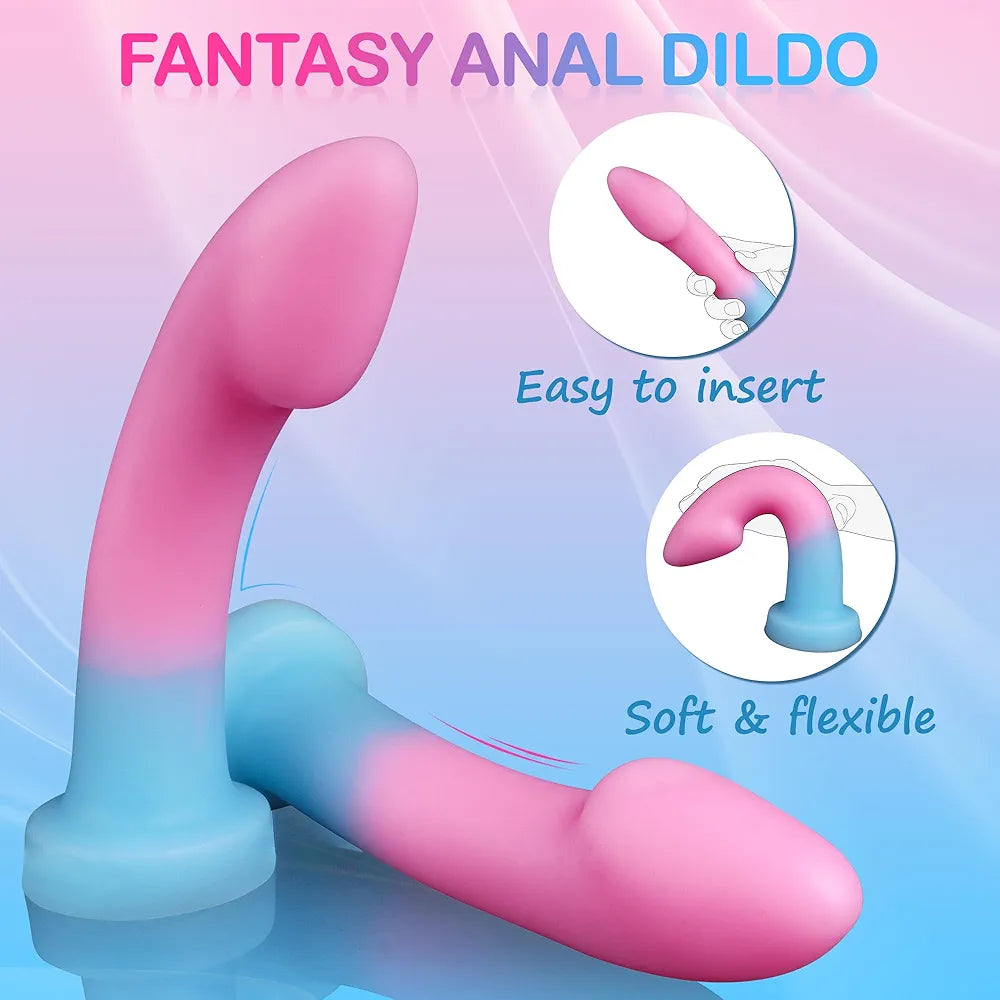 7.8-Inch Soft Liquid Silicone Dildo with Suction Cup - Versatile G-Spot and Prostate Stimulator
