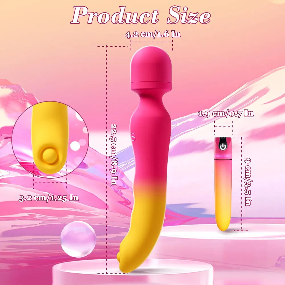 Dual-Action Wand and Bullet Vibrator Set with 14 Stimulation Modes for Couples