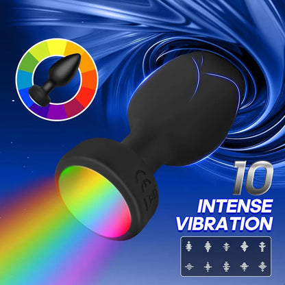 10-Mode Remote Controlled LED Vibrating Anal Plug Set with 3 Interchangeable Attachments