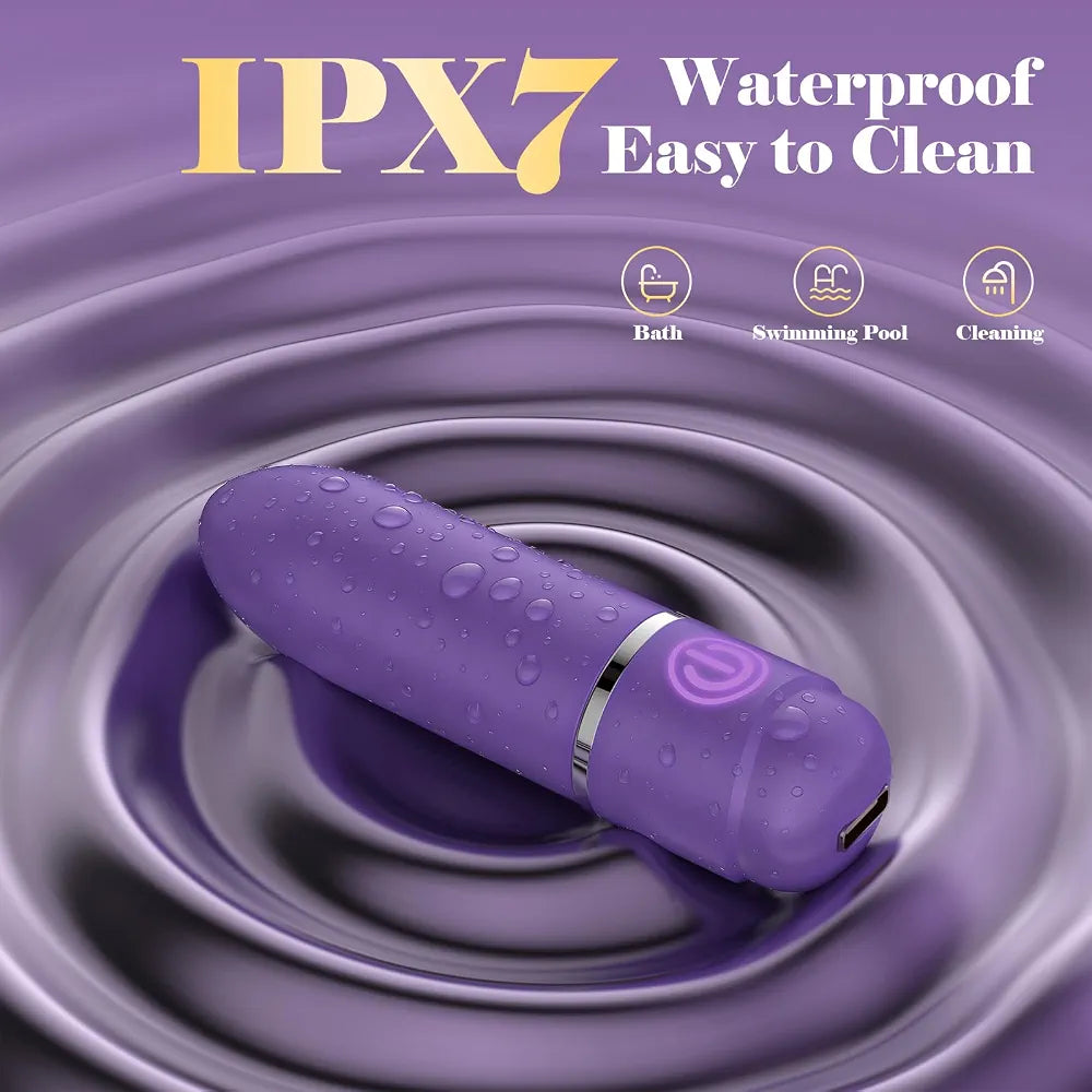 10-Mode Compact Bullet Vibrator Set with 5 Interchangeable Attachments for Targeted Stimulation