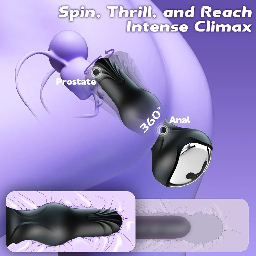 Premium Silicone Prostate Massager with 10 Vibration and Rotation Modes - Waterproof Anal Stimulator for All Experience Levels