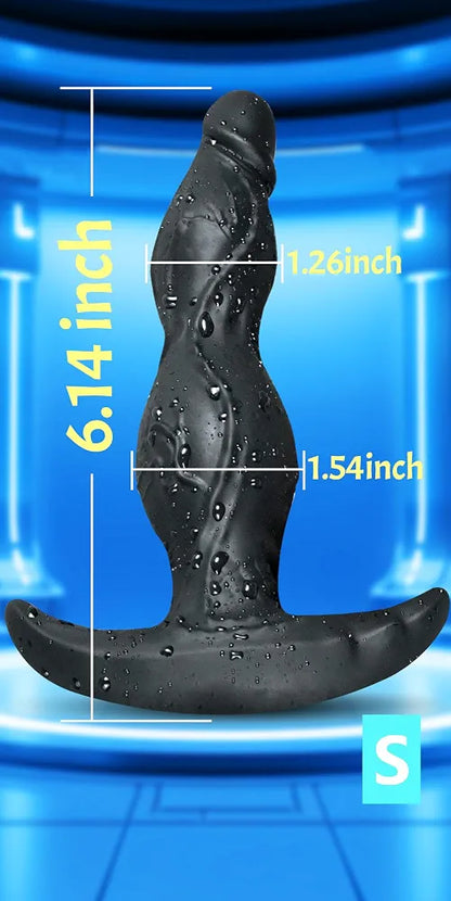 Ergonomic Silicone Curved Anal Plug and Prostate Massager - 6.14 Inch Black