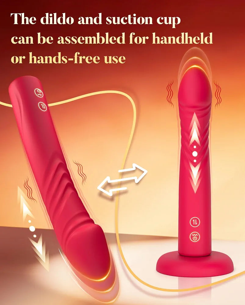 10-Mode Automatic Thrusting Dildo Machine with Detachable Vibrator and Suction Cup Base