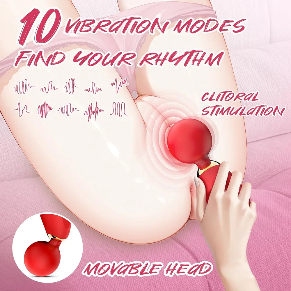 10-Mode Waterproof Mini Wand Massager for Clitoral Stimulation