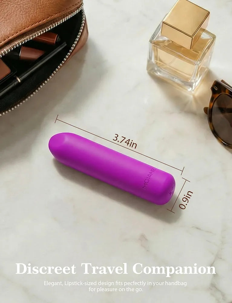 Rechargeable Waterproof Silicone Mini Bullet Vibrator - 10-Mode Purple Lipstick Massager