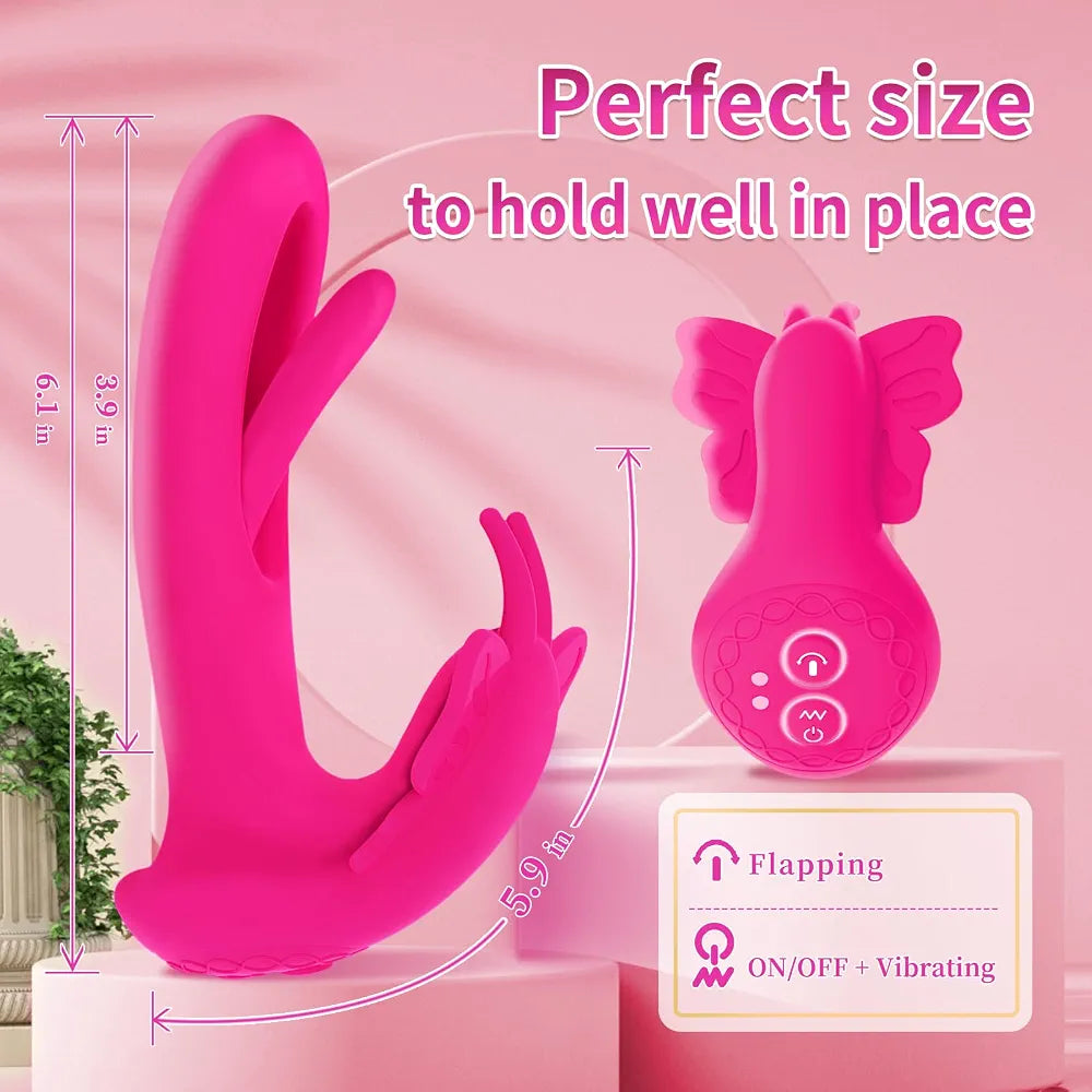 Butterfly Remote-Controlled Wearable G-Spot and Clitoral Vibrator with 9 Flapping and 9 Vibration Modes