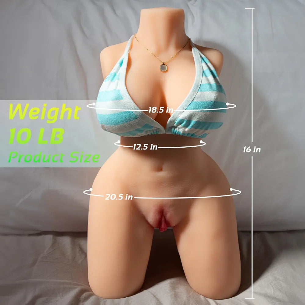 AUSLOVE 10LB 3-in-1 Male Masturbator Torso with Realistic Vagina, Anal, and Breast Textures