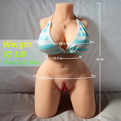 AUSLOVE 10LB 3-in-1 Male Masturbator Torso with Realistic Vagina, Anal, and Breast Textures