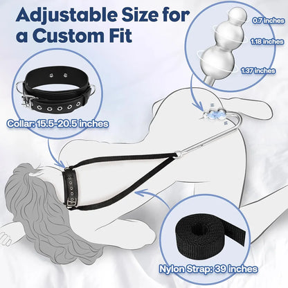 9-Mode Vibrating Anal Hook Plug with BDSM Restraint Chain and Collar