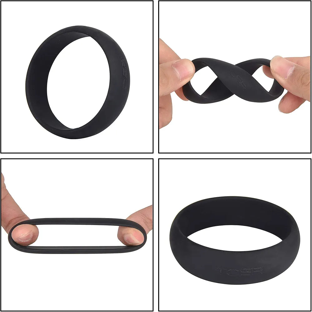 6-Piece Medical-Grade Silicone Cock Ring Set for Enhanced Performance