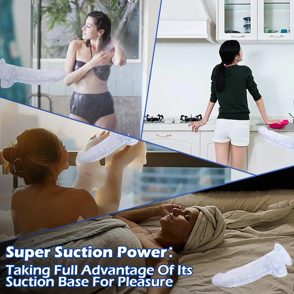 8.3-Inch Ultra-Soft Realistic Silicone Dildo with Strong Suction Cup - Lifelike G-Spot and Anal Stimulator
