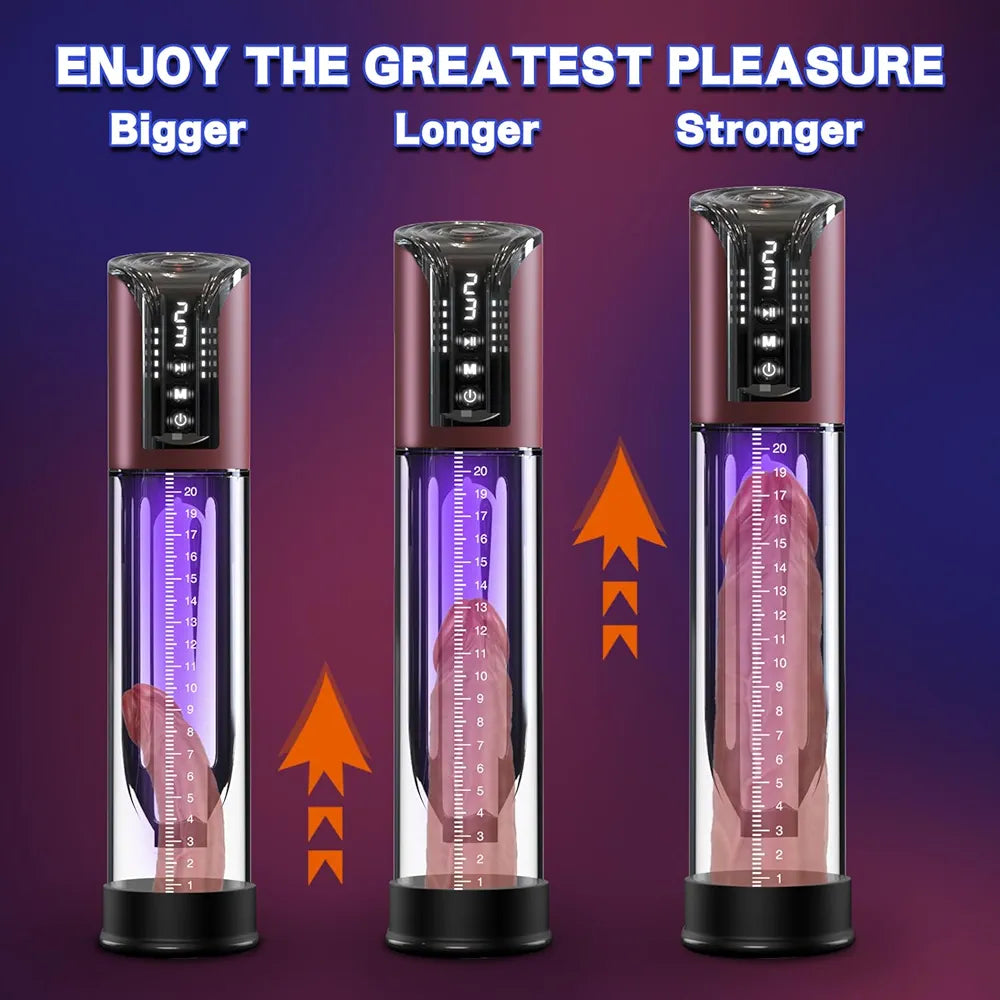 Automatic Electric Penis Vacuum Pump with 4 Suction Intensities and 6 Silicone Rings for Men