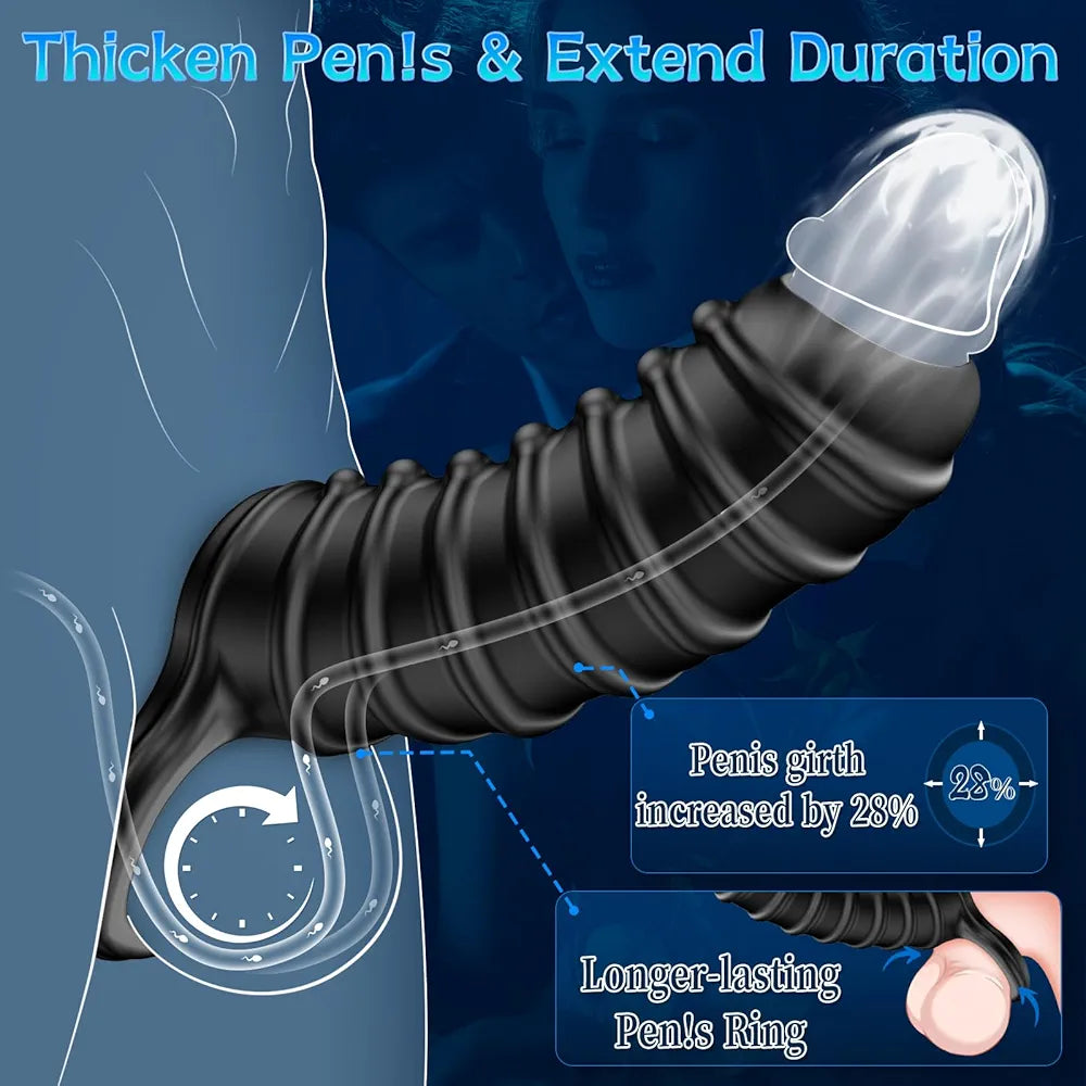 Penis Sleeve for Men- Zopokeng Textured Girth Enhancer Cock Sleeve G Spot Stimulation, Silicone Cock Ring Reusable Penis Extender, Waterproof Penis Pump Sex Toys for Male & Couples
