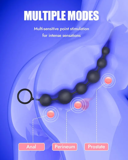 Silicone Anal Bead Plug with 6 Graduated Spheres for Prostate Stimulation and BDSM Play