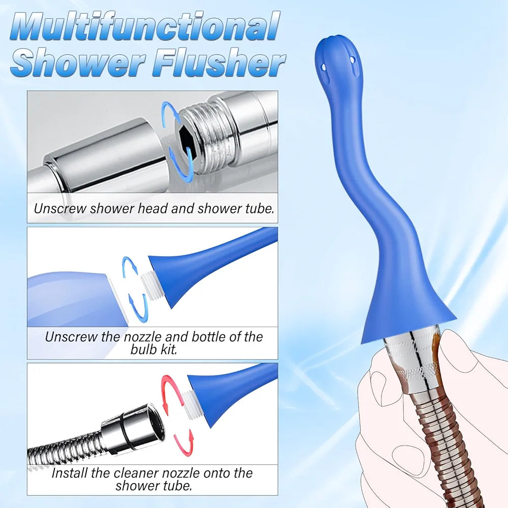 Premium Silicone Enema Bulb Kit with Bendable Nozzles for Colon Cleansing and Personal Hygiene