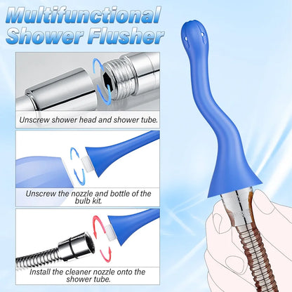 Premium Silicone Enema Bulb Kit with Bendable Nozzles for Colon Cleansing and Personal Hygiene
