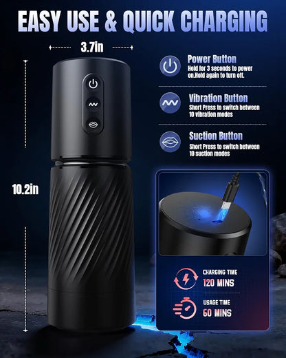 Uoffile AI-Sync Male Masturbator with 3 Sleeves, 10 Sucking & 10 Vibration Modes, App-Controlled Adult Stroker