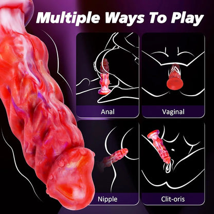 9.1 Inch Realistic Fantasy Dragon Dildo with Suction Cup - Thick Knot Design for G-Spot and Anal Stimulation