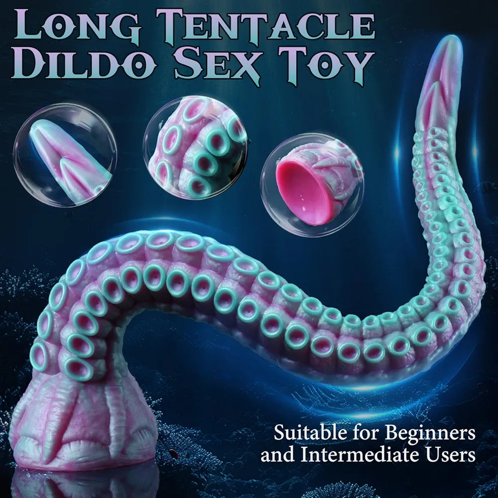 21-Inch XL Fantasy Tentacle Dildo with Suction Cup - Silicone Monster Octopus Anal Toy for Couples