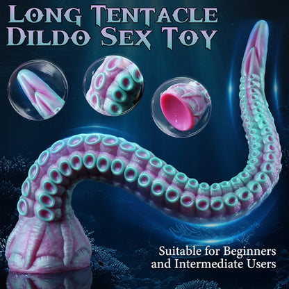 21-Inch XL Fantasy Tentacle Dildo with Suction Cup - Silicone Monster Octopus Anal Toy for Couples