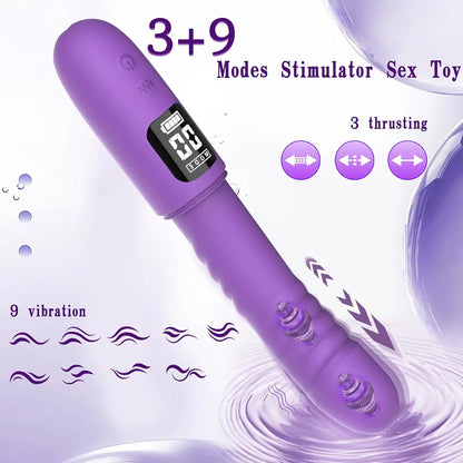 Realistic 3-Speed Thrusting & 9-Mode Vibrating G-Spot Stimulator with LED Display