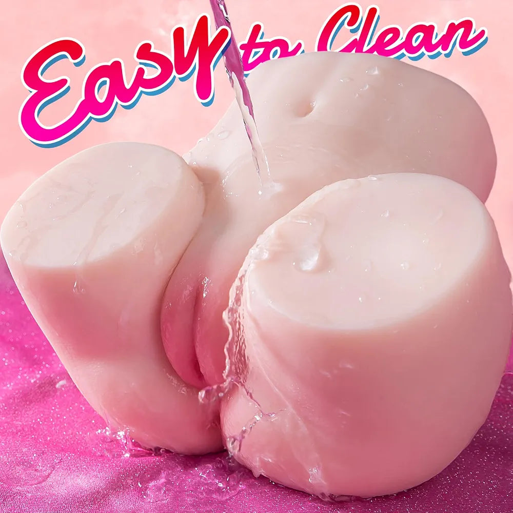 Premium Realistic Male Masturbator with Dual-Entry Vagina and Anal Channels, 11lb Weighted Bubble Butt Stroker