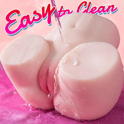 Premium Realistic Male Masturbator with Dual-Entry Vagina and Anal Channels, 11lb Weighted Bubble Butt Stroker